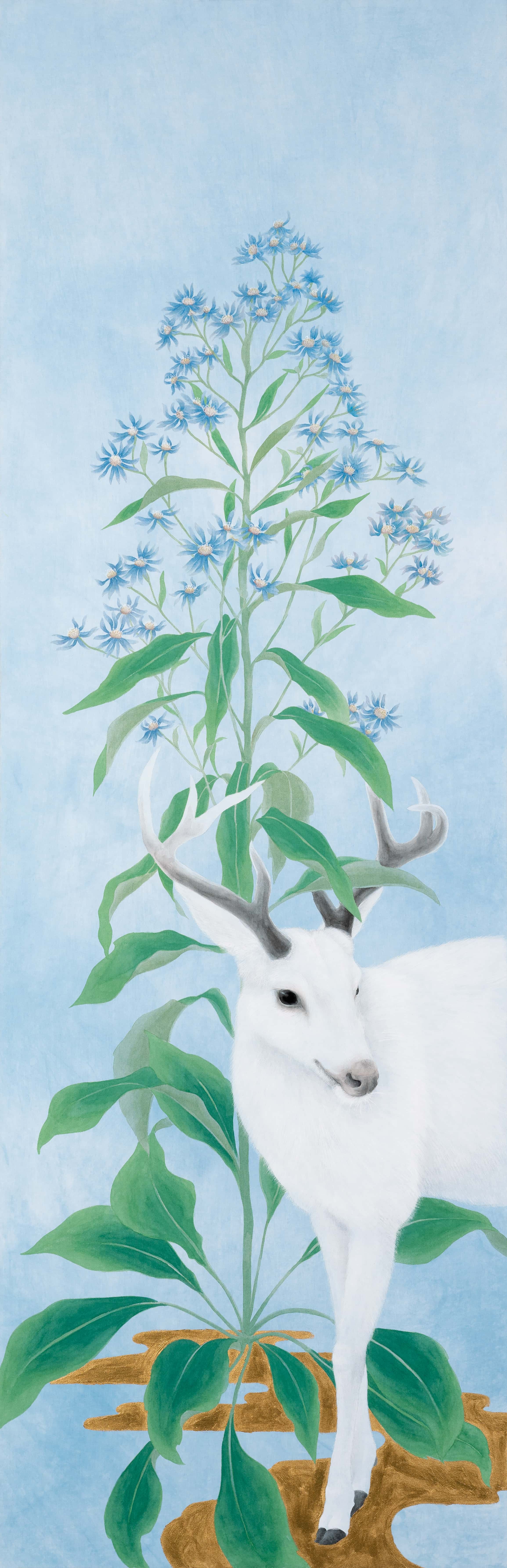 보이지않는 풍경-사슴과 벌개미취_170x55cm_광목에 채색_2020.jpg