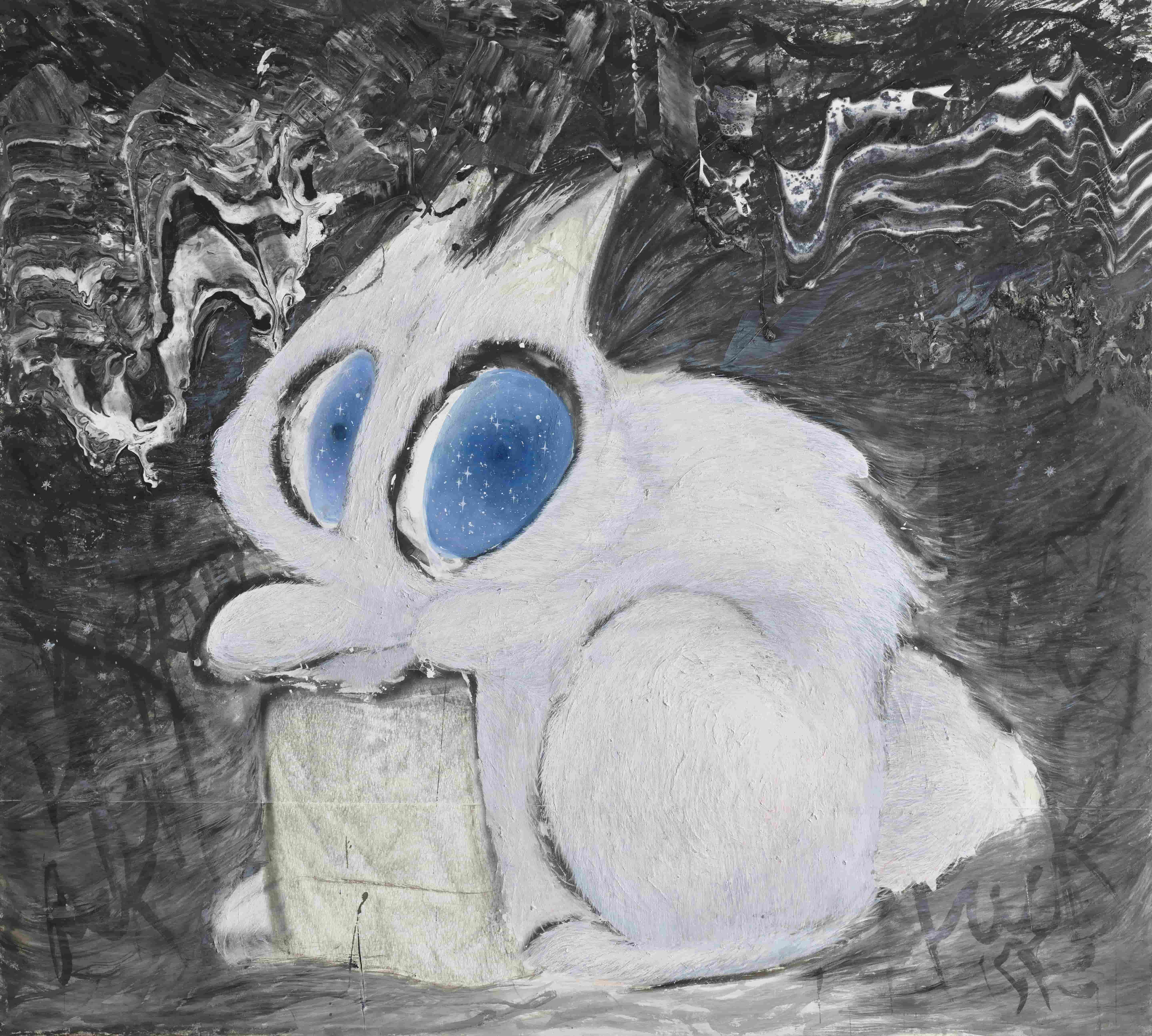 오늘도 입에 문걸레를 빤다_180x200cm_장지에 호분_2022.jpg