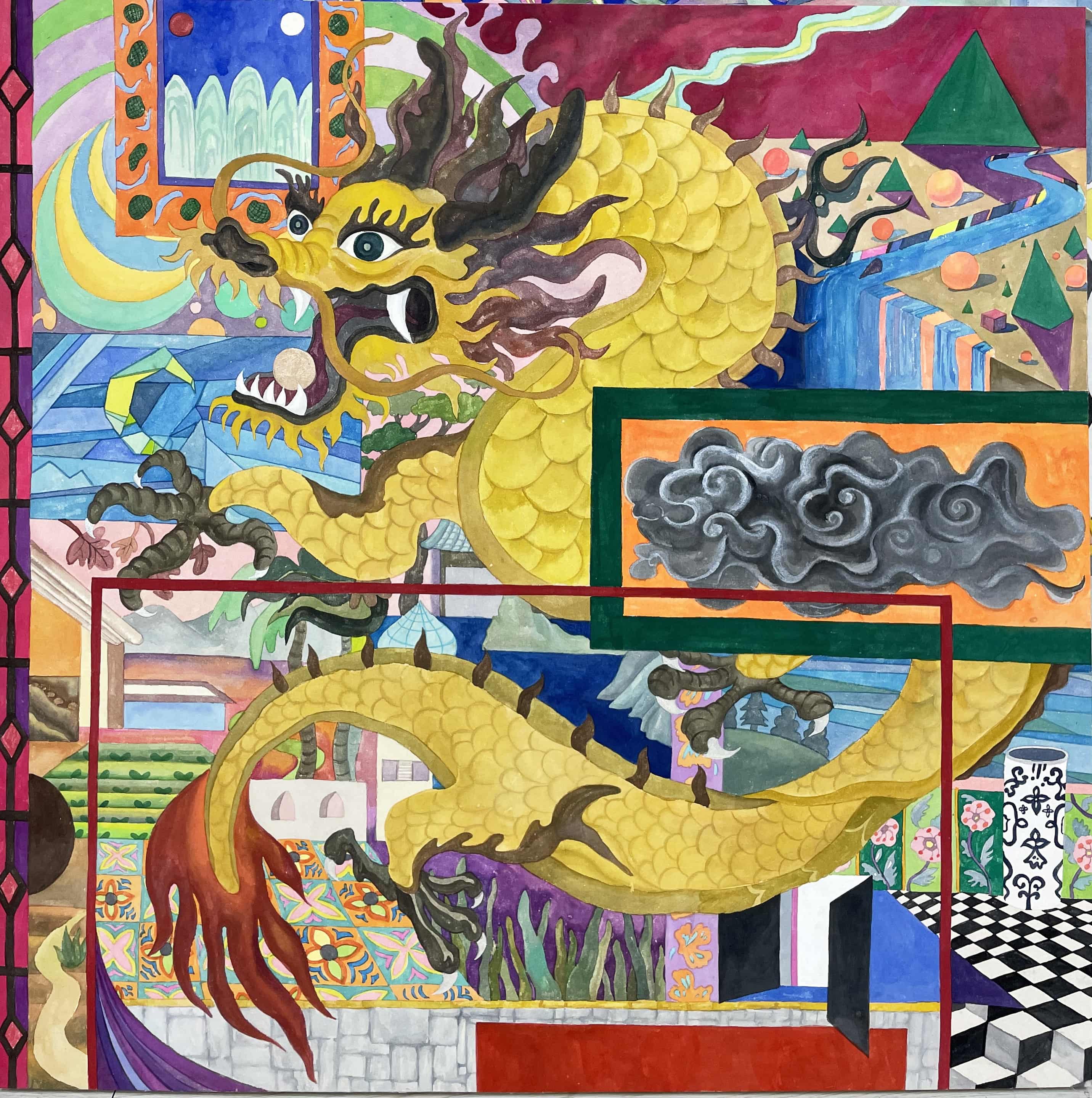 조각난 세계들과 삼각형과 원의 도시_80x80x2.6cm_장지에 채색_2021.jpg