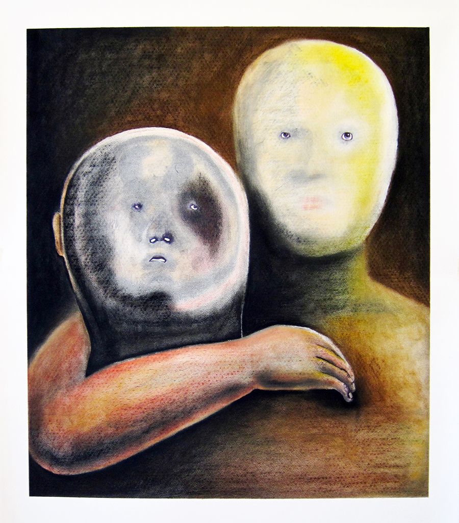 거울 안에서_87.5x77.5cm_종이에 연필, 펜, 파스텔_2018.jpg