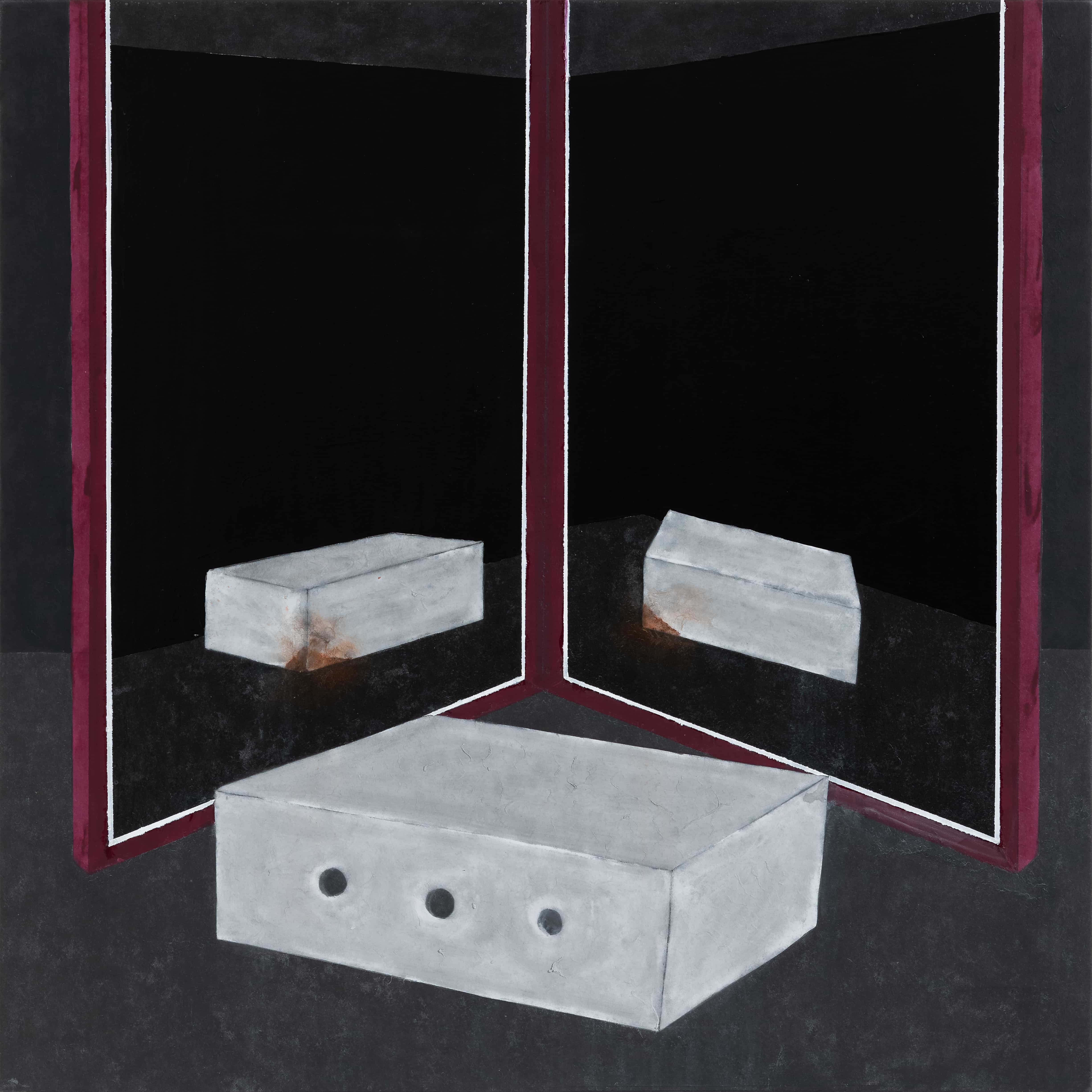 양이 든 상자_91x91cm_종이에 연필, 먹, 주묵, 호분, 아크릴물감, 겔미디엄_2019.jpg